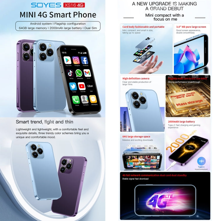 SOYES XS16, 3GB+64GB, 3.0 inch Android 10.0 MTK6737 Quad Core, Bluetooth, WiFi, Network: 4G, Dual SIM, Support Google Play Store, 3GB+64GB SOYES XS16, 3GB+64GB, 3.0 inch Android 10.0 MTK6737 Quad Core, Bluetooth, WiFi, Network: 4G, Dual SIM, Support Google Play Store, 3GB+64GB